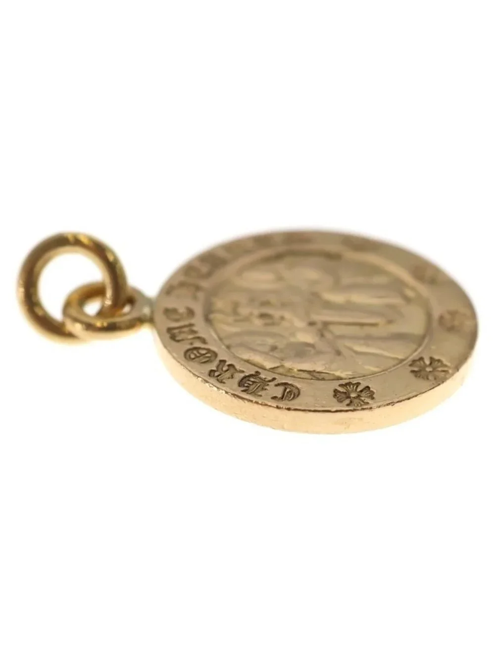 Chrome Hearts 22k Angel Medal Charm Necklace Top Gold
